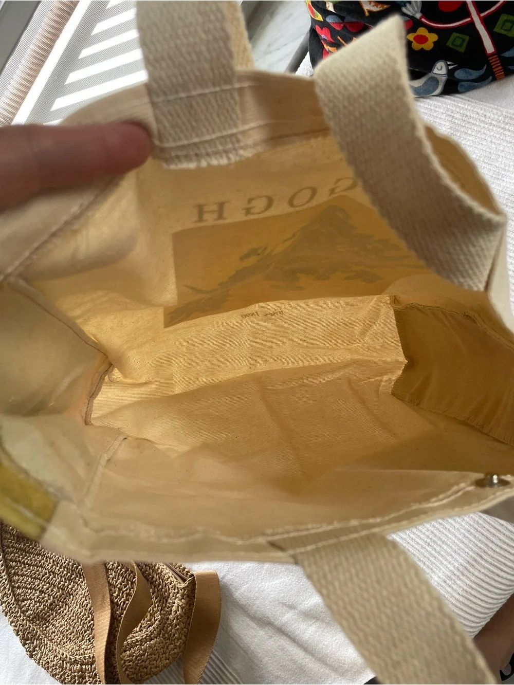 Canvas Van Gogh Irises Tote in Cream, Yellow, Blue